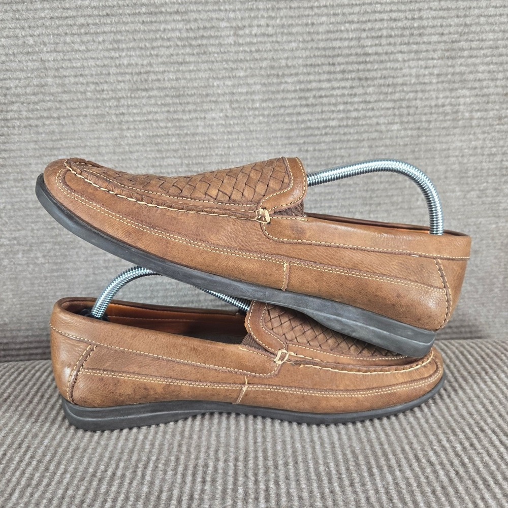 Johnston & Murphy Mens 10 Tan Woven Sheepskin Leather 25-3996 Loafers